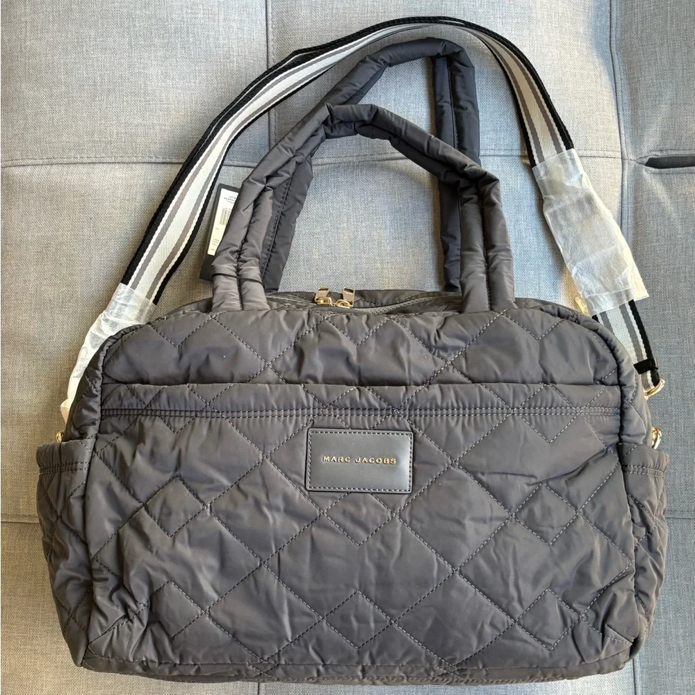 Marc Jacobs Unisex Medium Grey Quilted Weekender Tote Bag